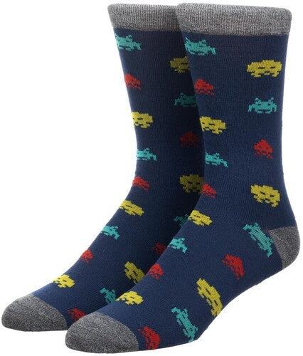 Atari Space Invaders AOP Crew Socks Men's Shoe Size 6-12