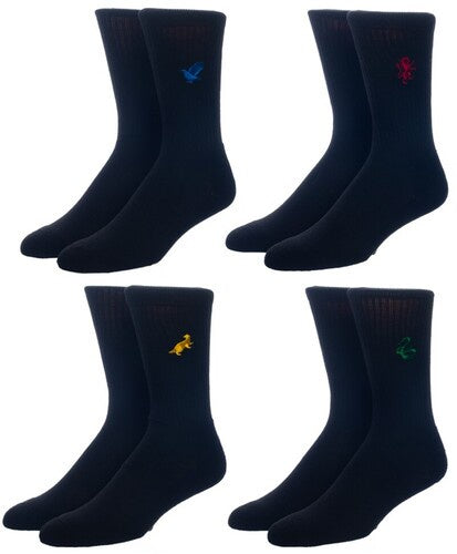 Harry Potter Embroidered 4 Pair 4 Pack Crew Socks Men's Shoe Size 8-12