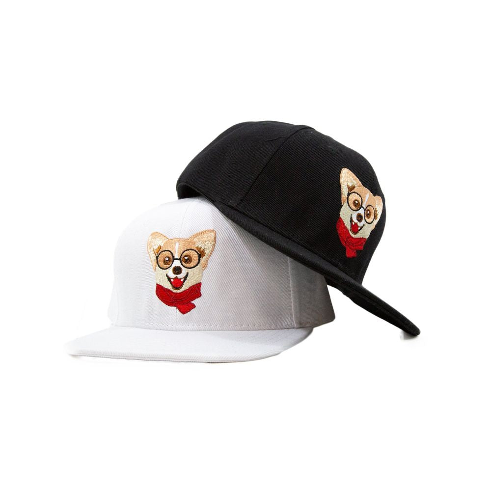 Corgi Embroidered Hat White