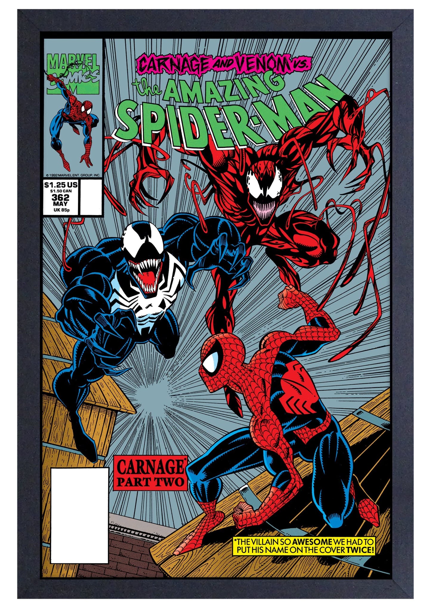 Carnage & Venom vs Spider-man Framed Art Print
