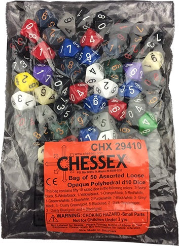 Dice Bag Asstd Opaque d10