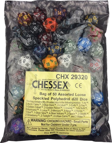 Dice Bag Asstd Speckled d20