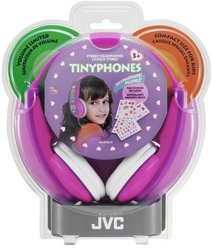 JVC HAKD7P Kids Tinyphones With Volume Limiter Adjustable Sizing (Pink/ Violet)