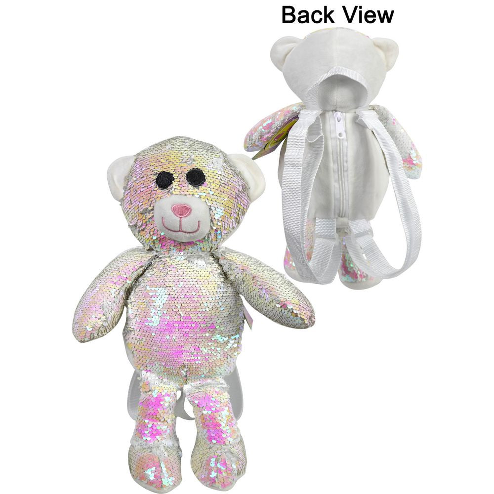 White 16" Plush Bear With Sequins