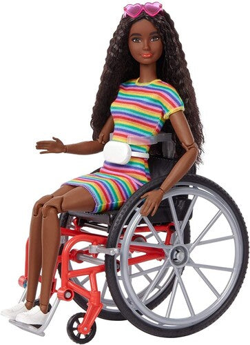 Mattel - Barbie Wheelchair Doll and Accessory, Crimped Brunette Hair