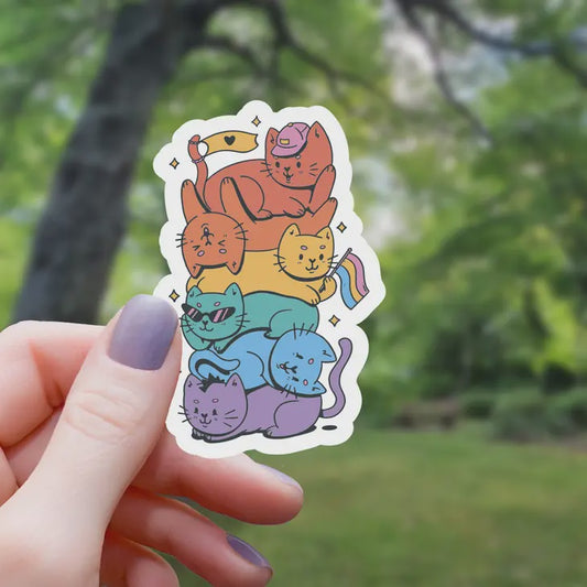 Pride Cat Stack Rainbow Sticker