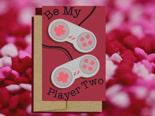 Gamer 'Be my player two' Valentines Day card