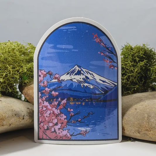 Mt Fuji In Blossom Window Shape Sticker