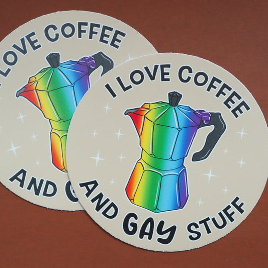 "I love Coffee and Gay Stuff" Sticker
