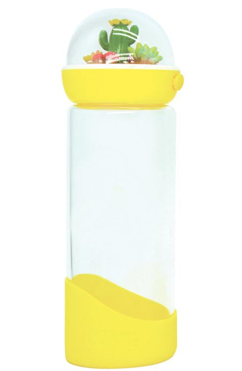 Cactus Glass Water Bottle Yellow